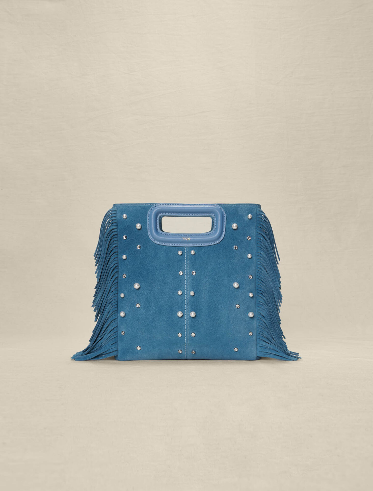 Sac M à franges en cuir clouté