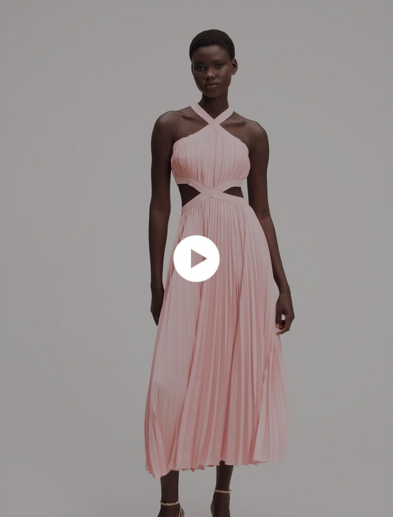 Pleated maxi dress Pink For Women | Maje