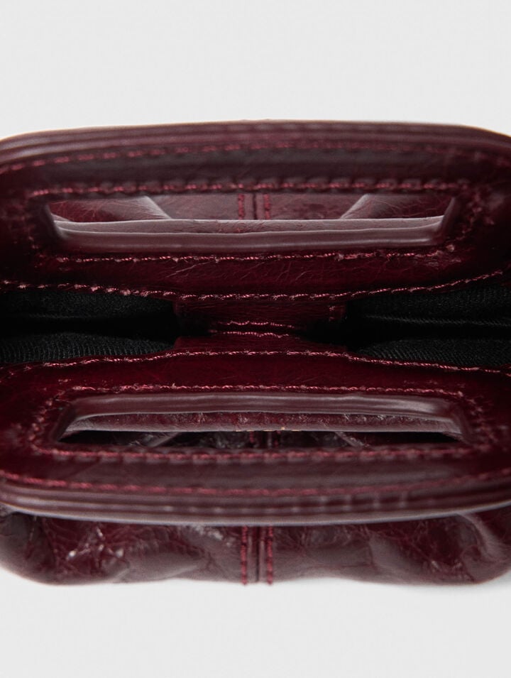 Crackled leather mini clutch