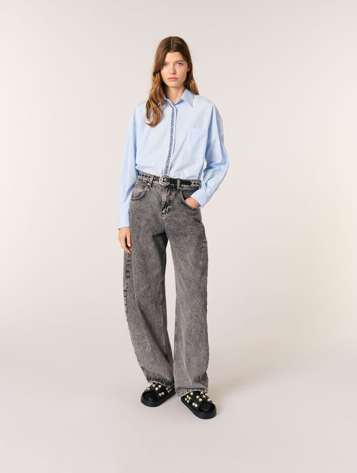 Chemise en popeline avec strass