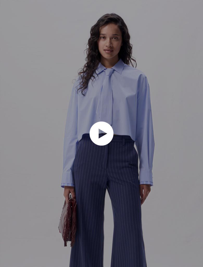Chemise avec cravate amovible bleu pour femme Maje