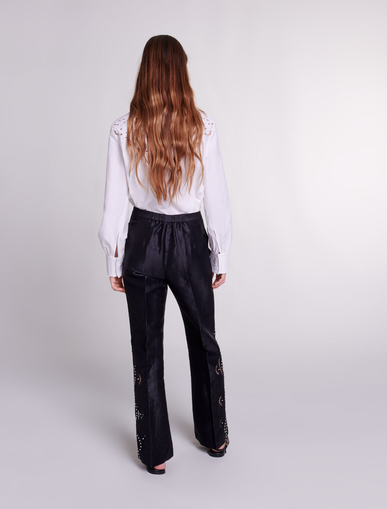 Openwork flared trousers