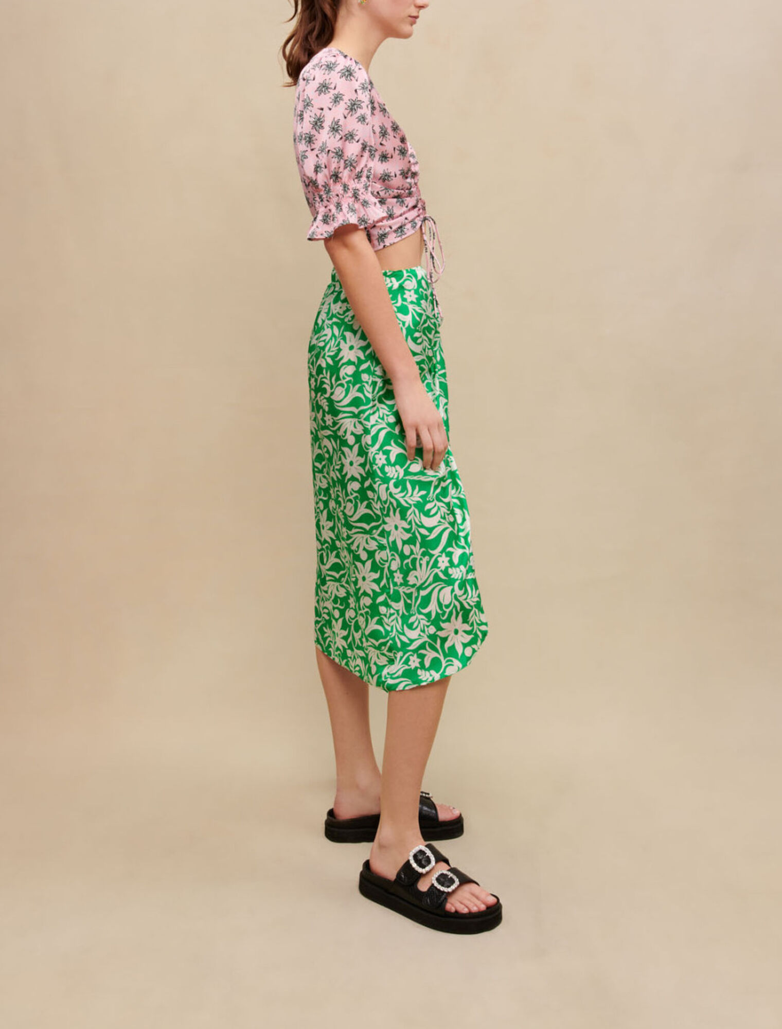 Mini draped skirt
