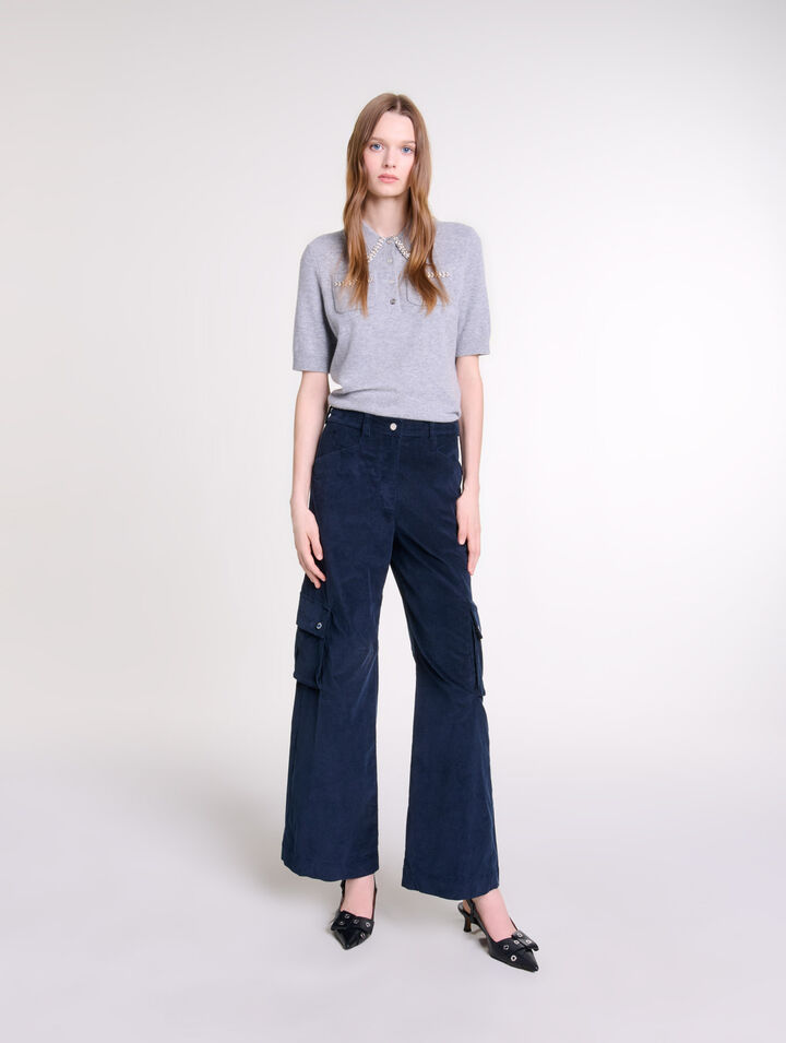 Pantalon cargo en velours