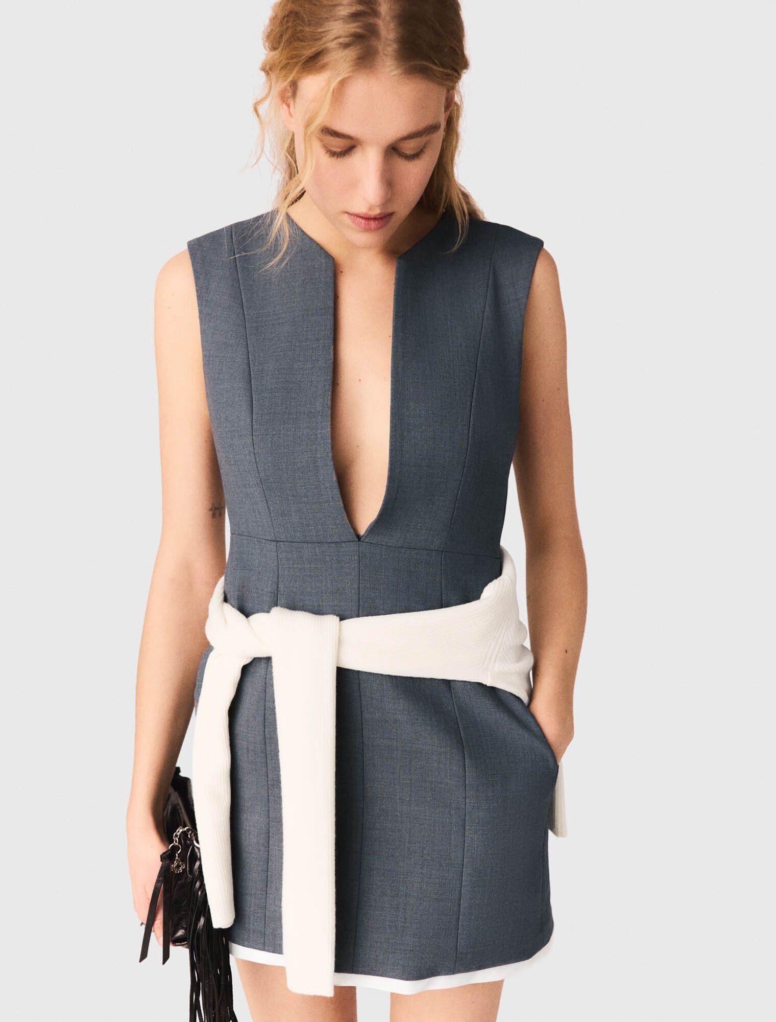 Layered-effect tailored dress