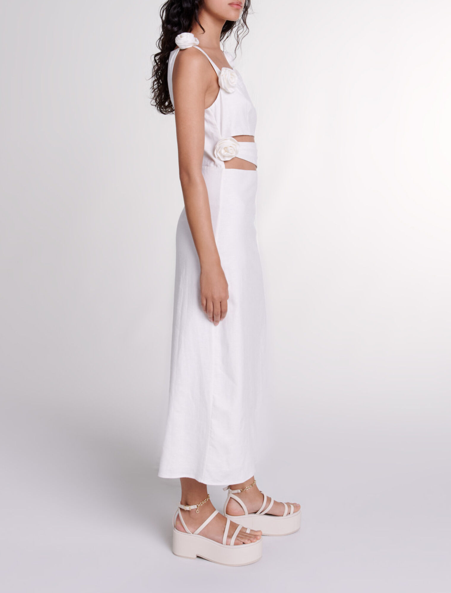 Openwork linen maxi dress