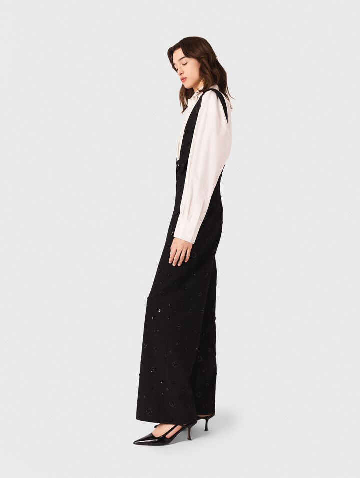Embroidered trousers with braces