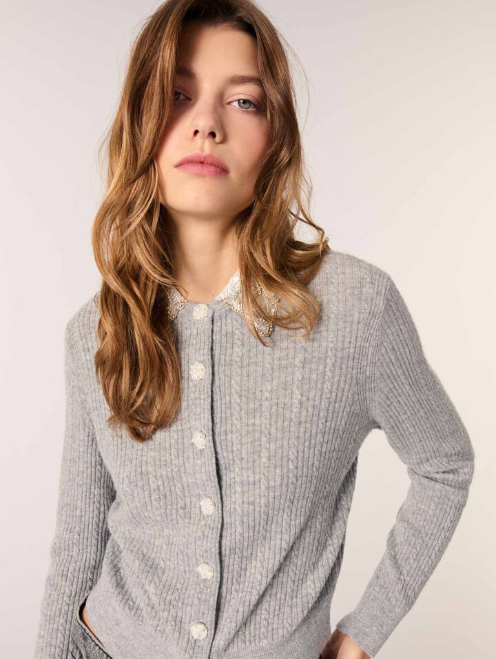 Cardigan à col bijoux