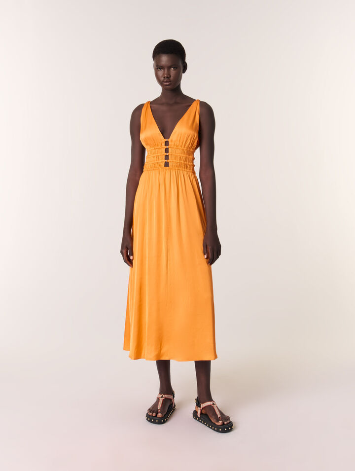 Robe longue satinée