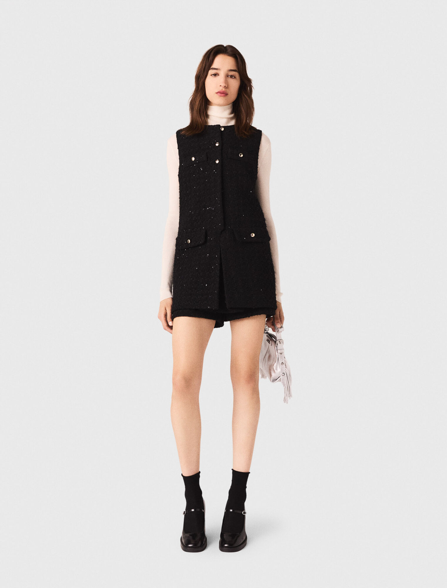 Combishort en tweed avec strass