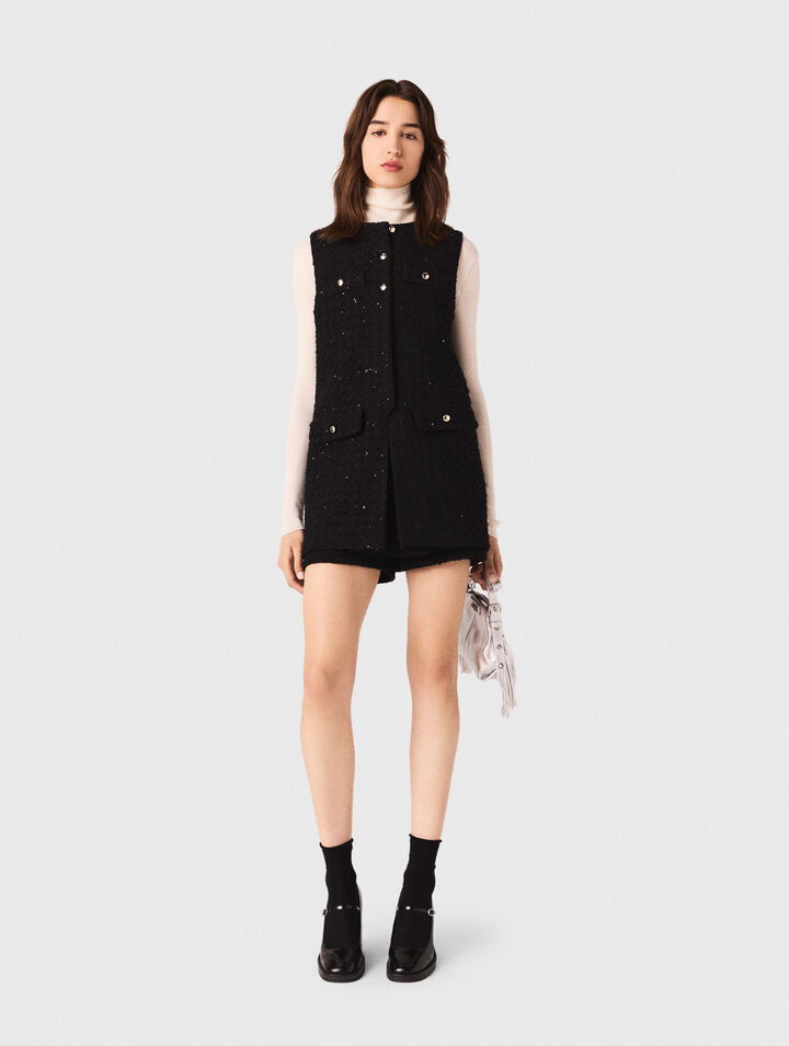Combishort en tweed avec strass