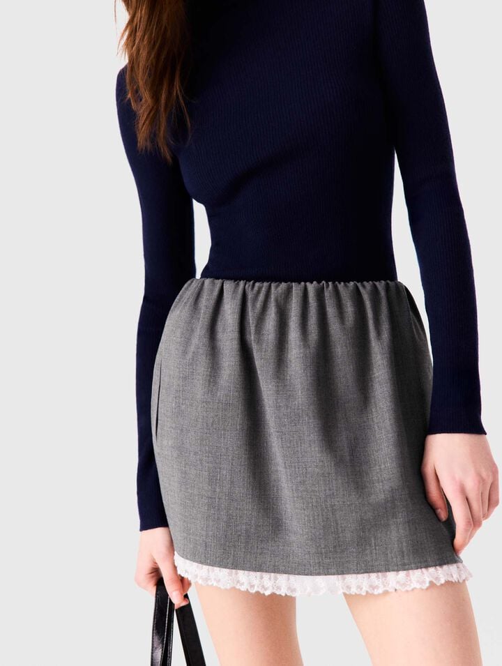 Short skirt with lace trim