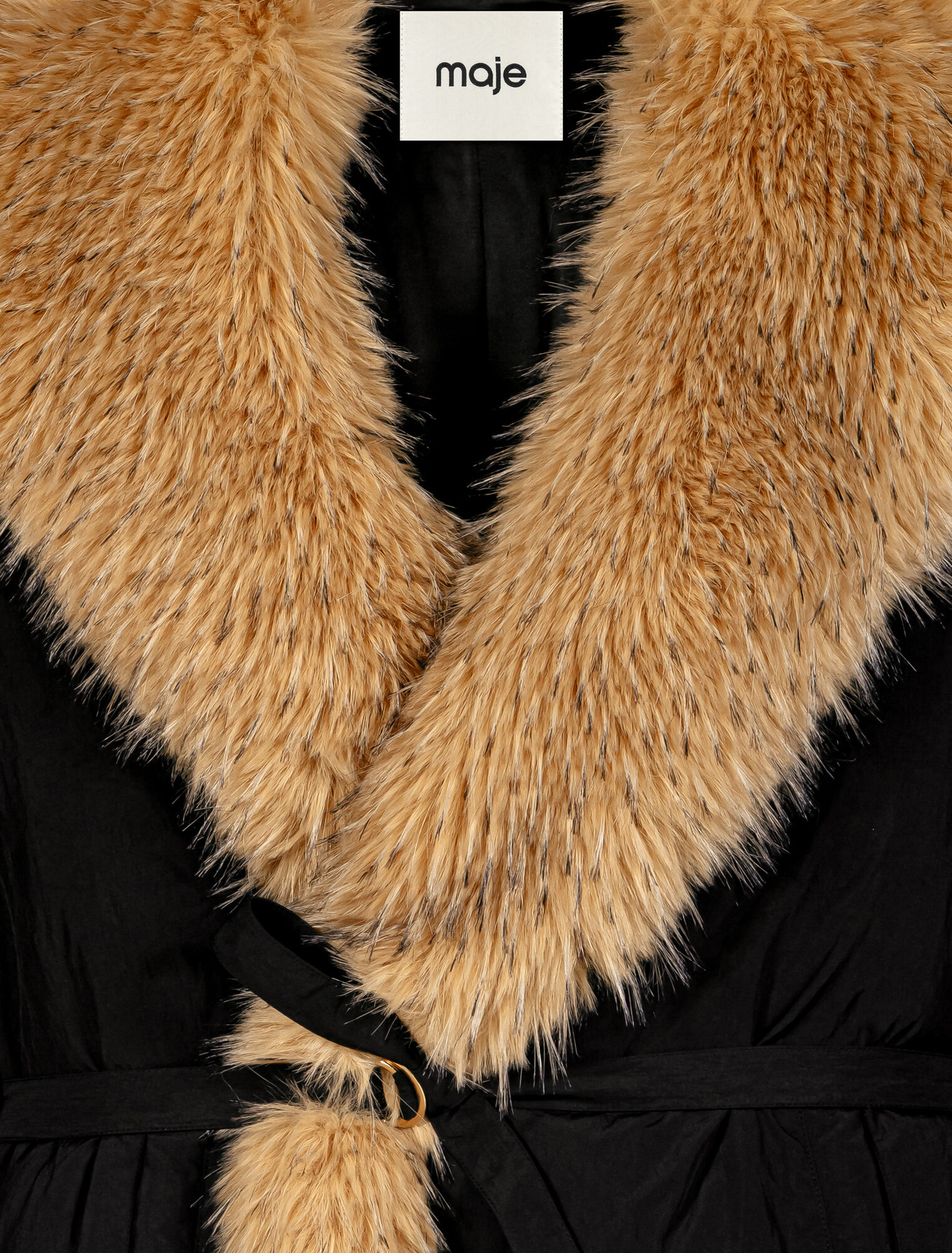 Oversized faux fur collar parka