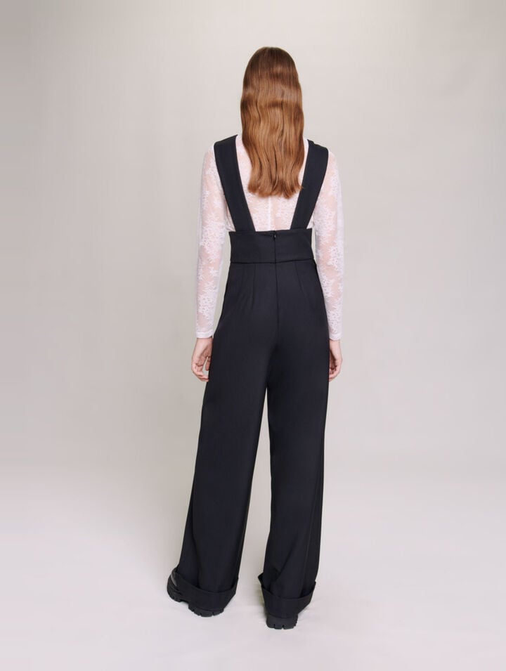 Pantalon large à bretelles