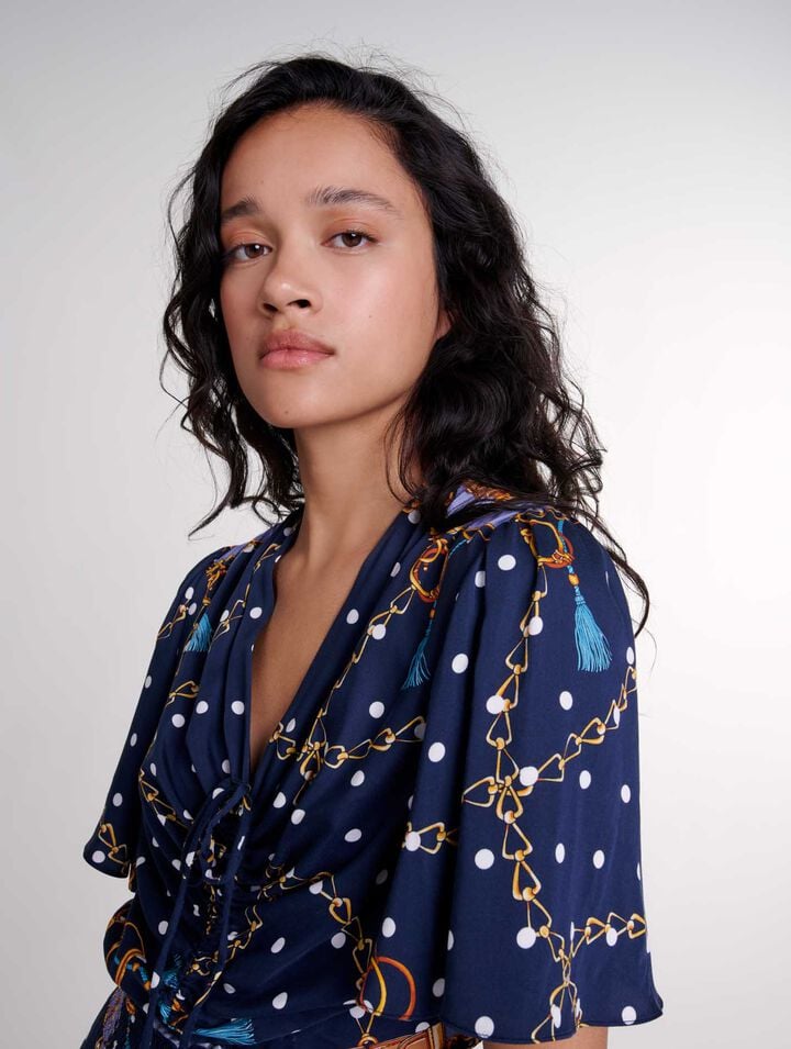 Robe longue satinée imprimée 