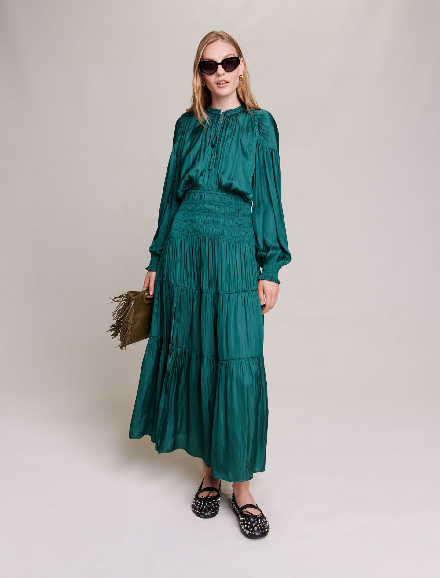 Robe courte a imprime vert pour femme Maje