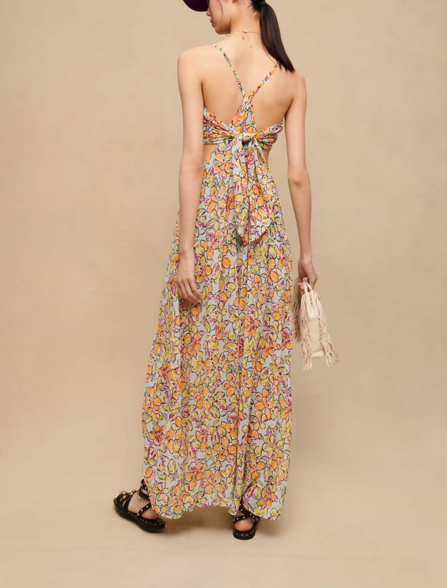 Long floral dress with cut-outs