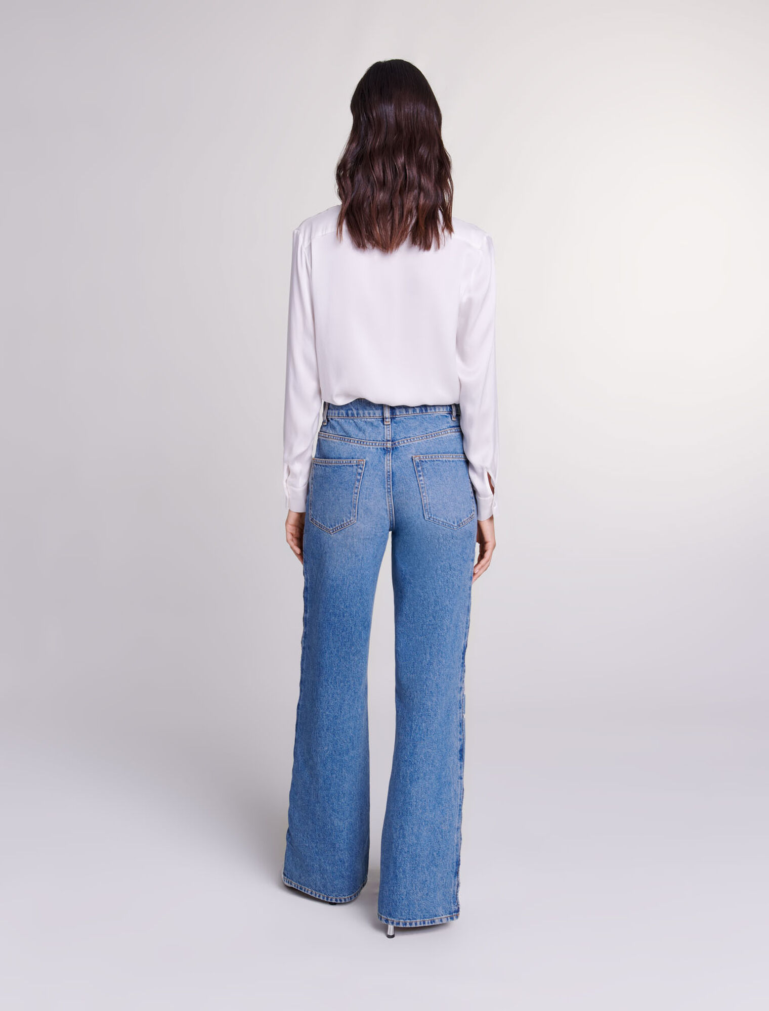 Jeans droit ajouré et perlé