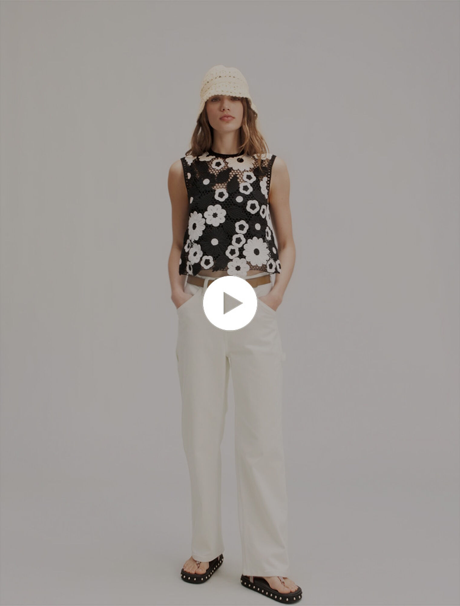 Top en crochet floral