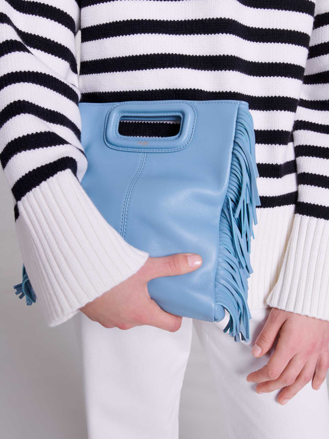 Breton jumper with zip collar White For Women | Maje