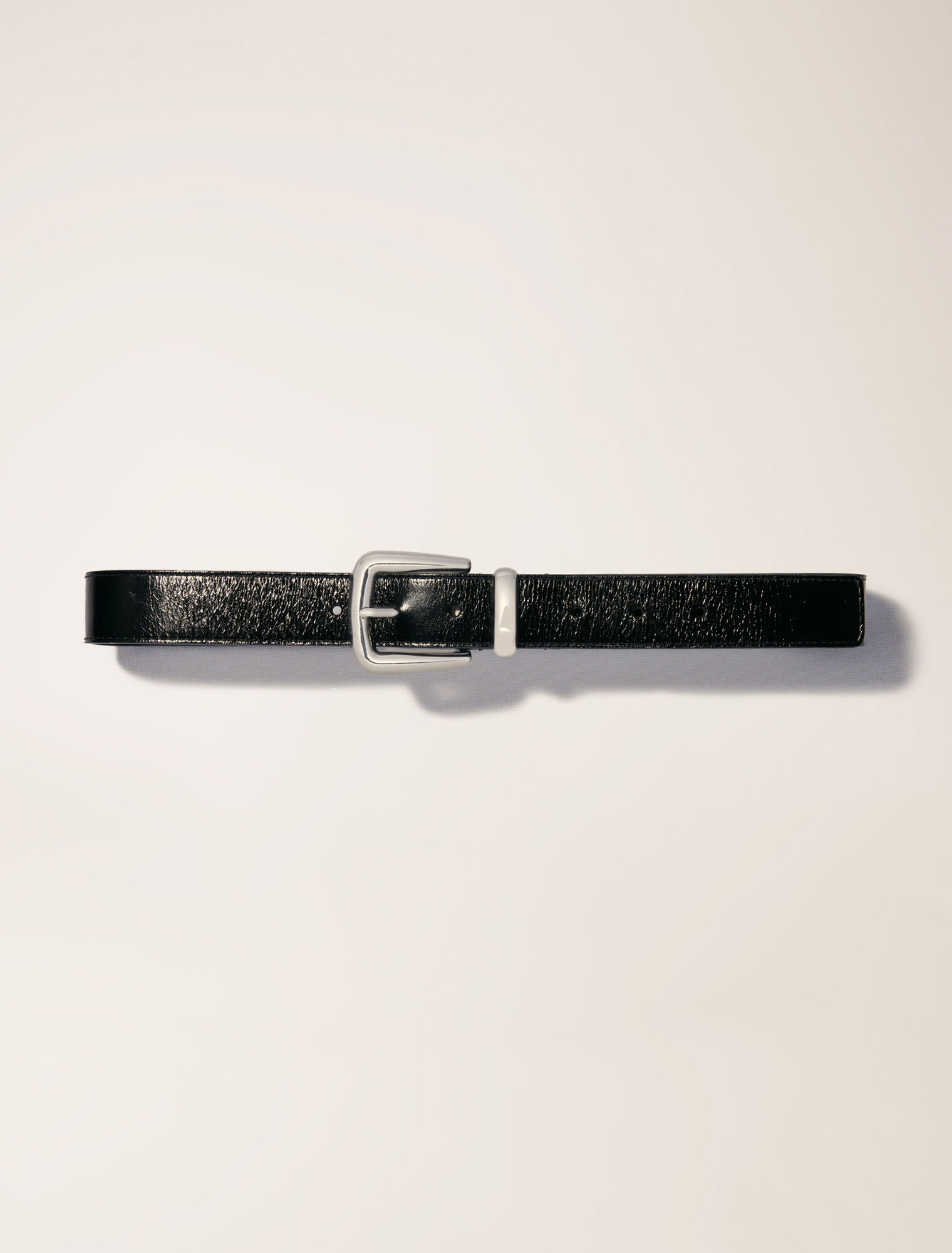 Leather belt with square buckle