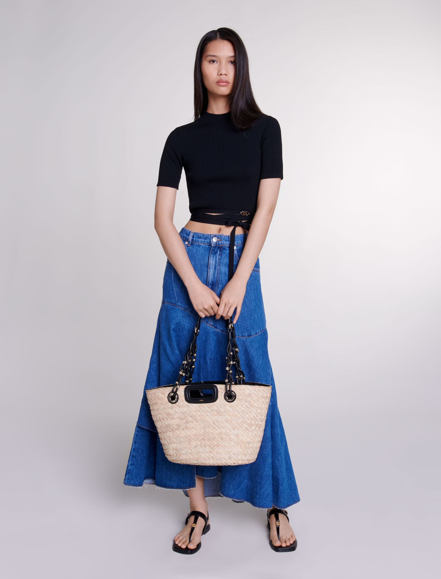 AMERI×THE MET CUT TOPS Women's Cut-out top in indigo cotton knit | Blue | Diesel