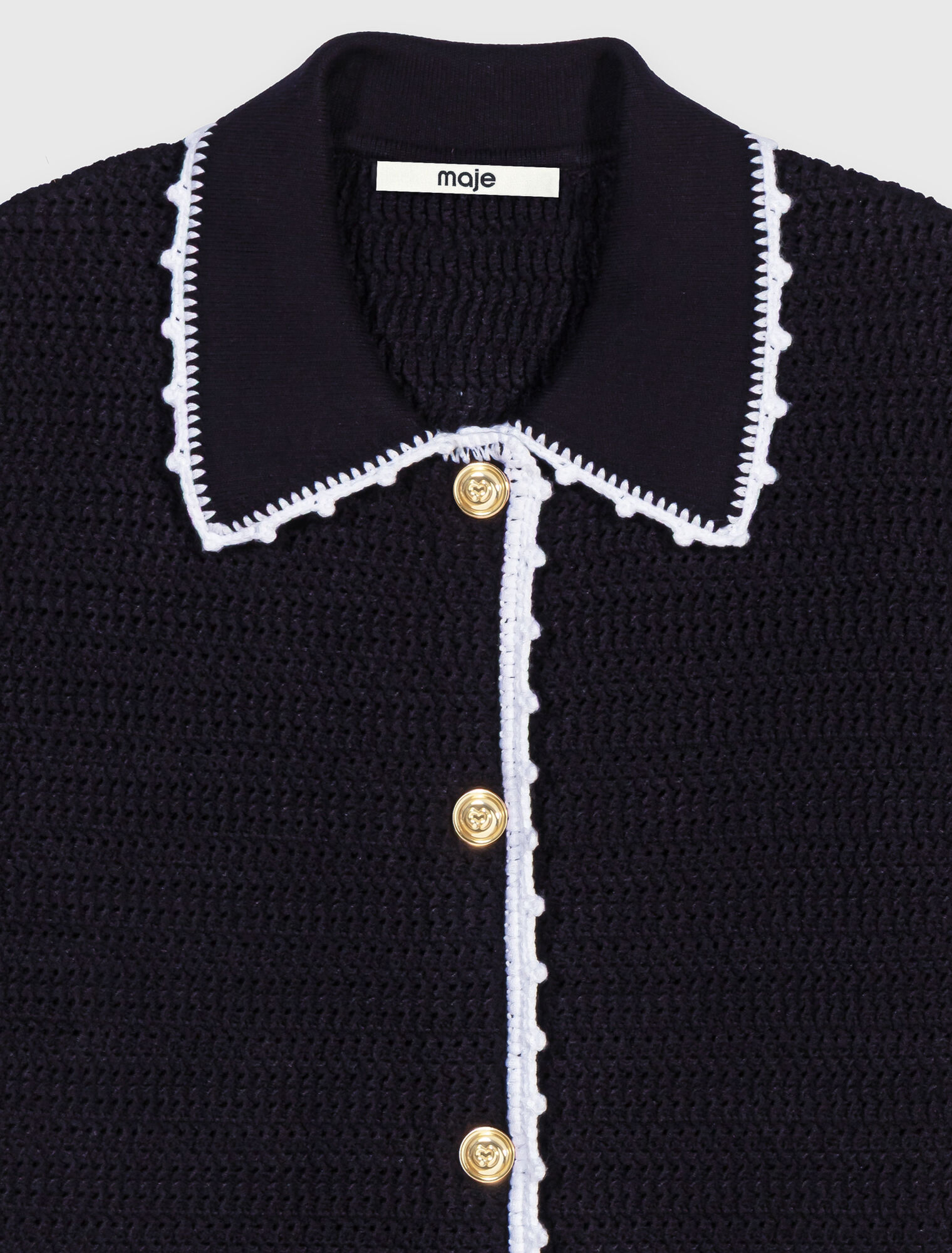 Cardigan with crochet trim