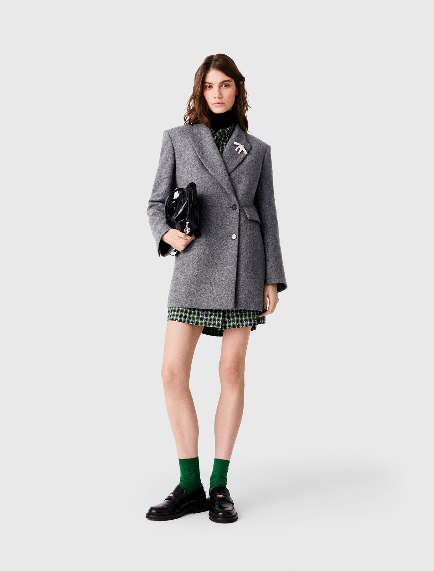 Mid-length wool blend coat