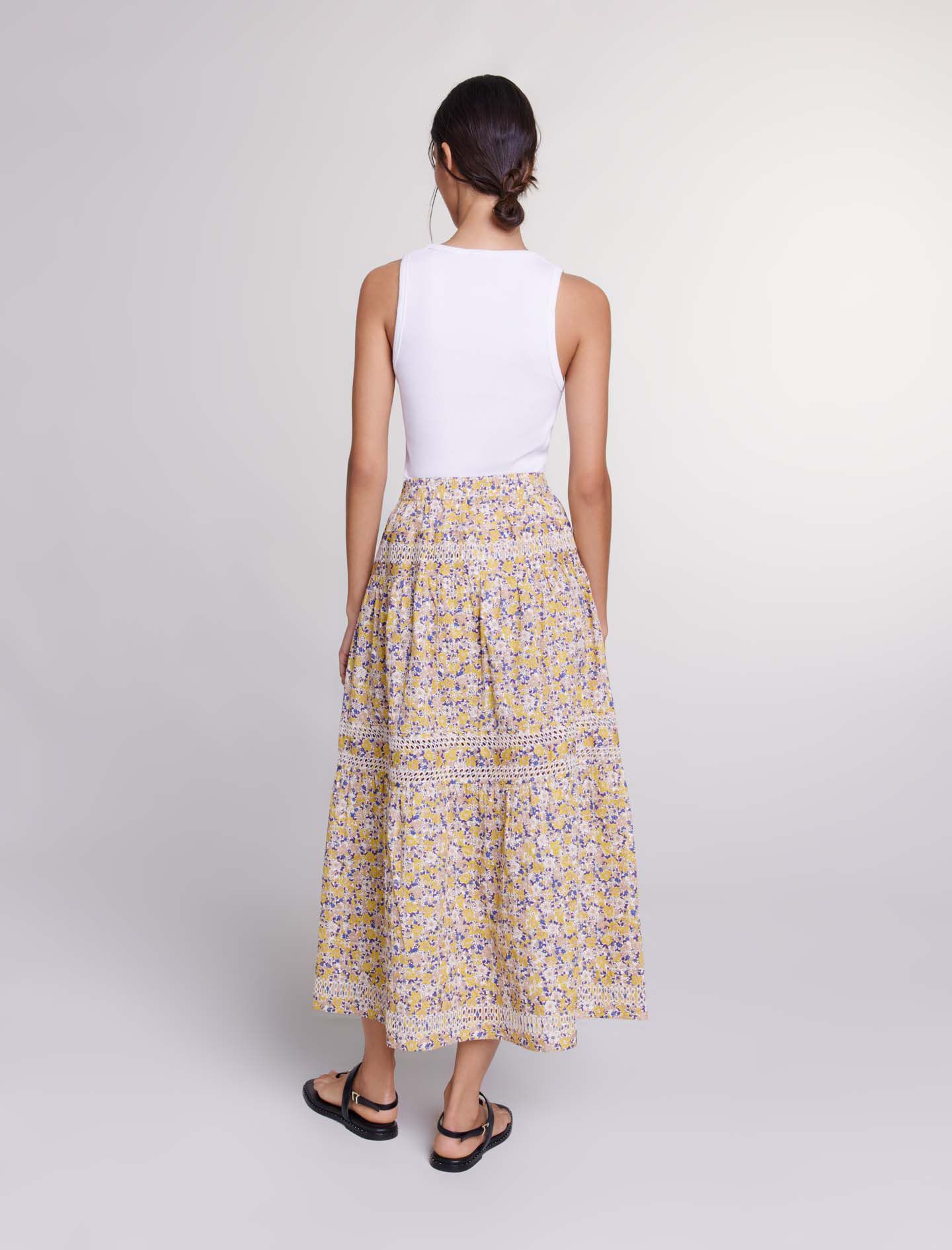 Long floral embroidered skirt Printed For Women | Maje