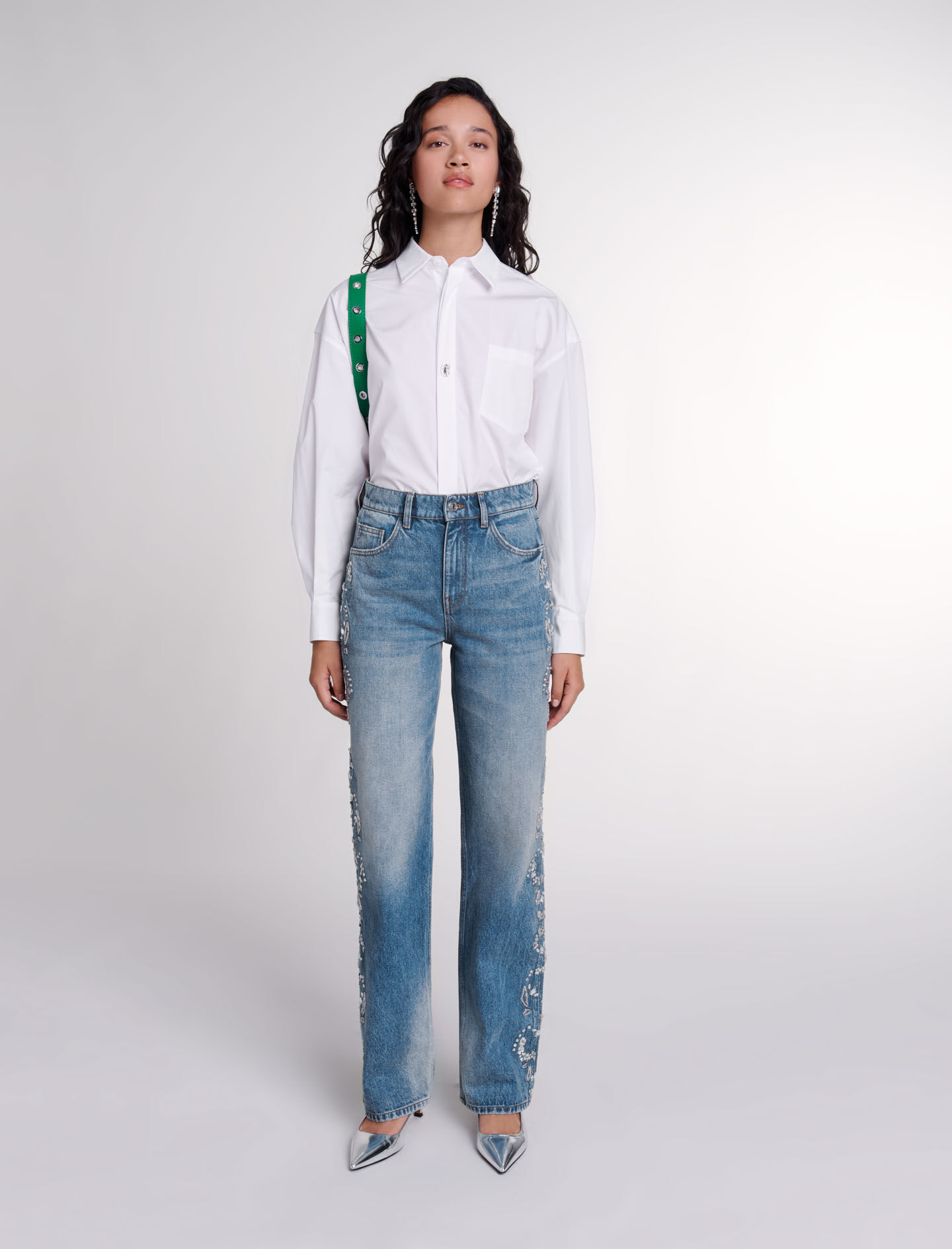Embroidered jeans Blue For Women Maje