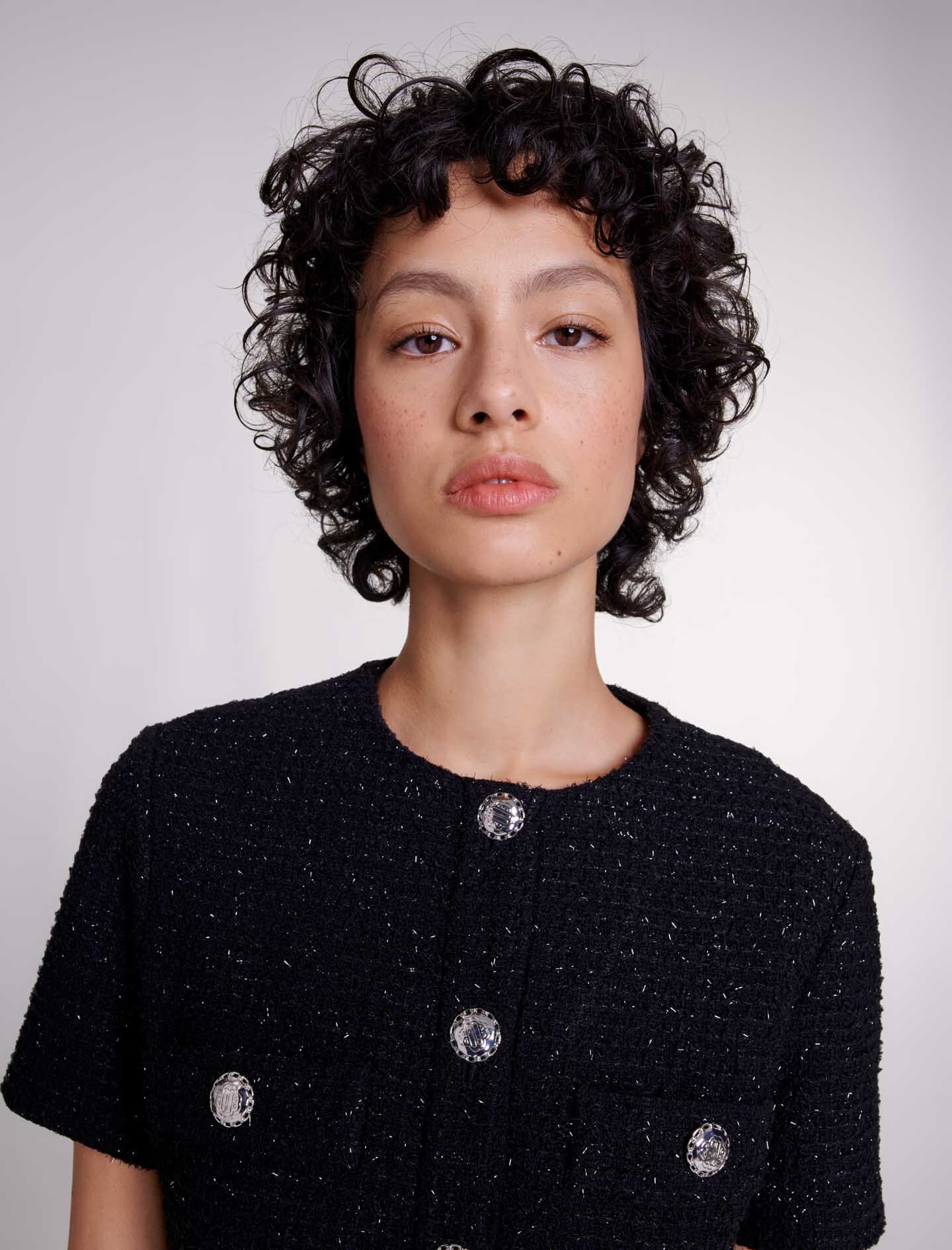 Short tweed dress Black / Gray For Women | Maje