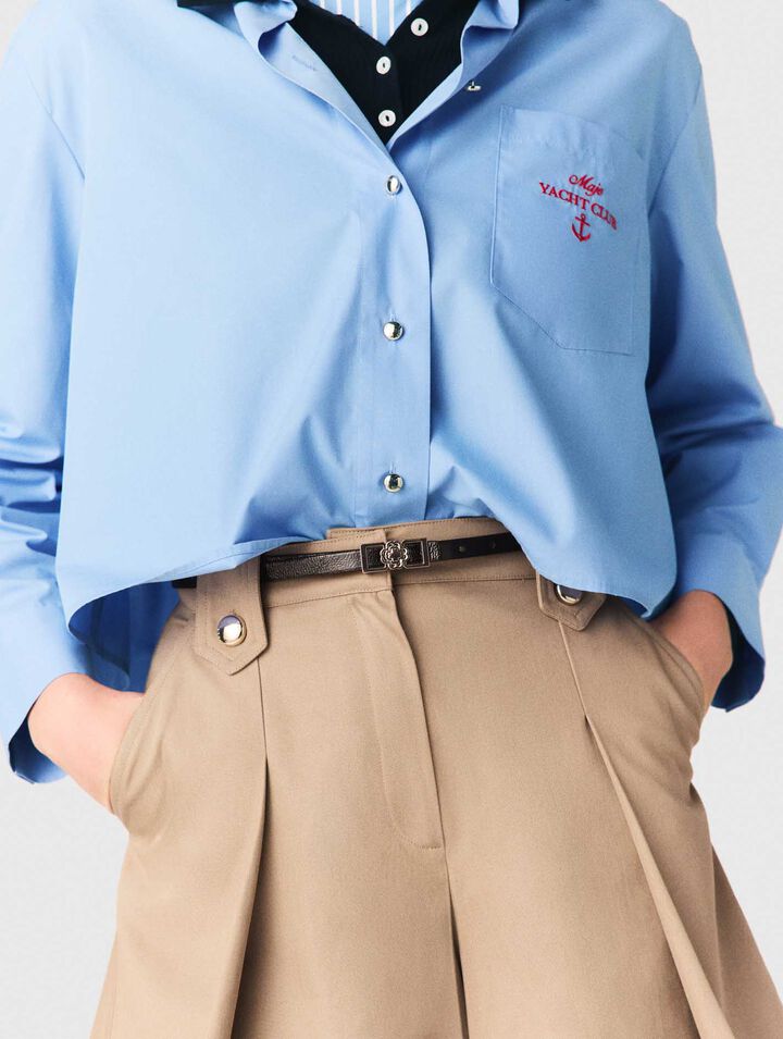 Short &agrave; plis en coton