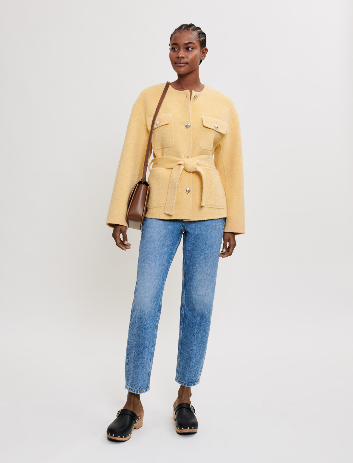 Maje belted double face coat clearance