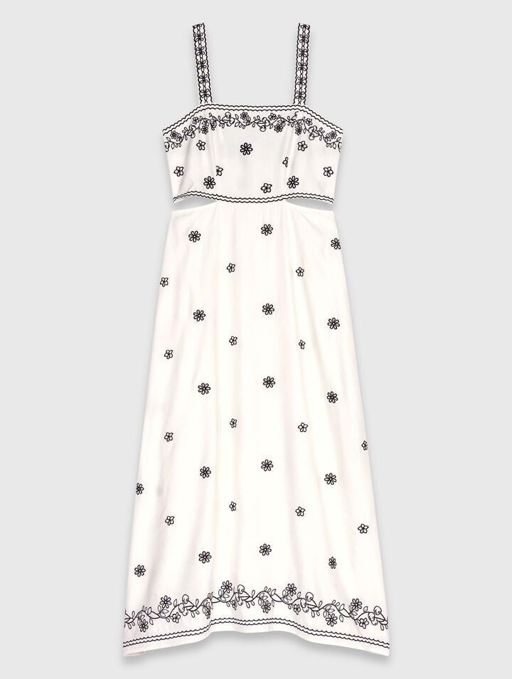 Robe longue brodée avec cut-out