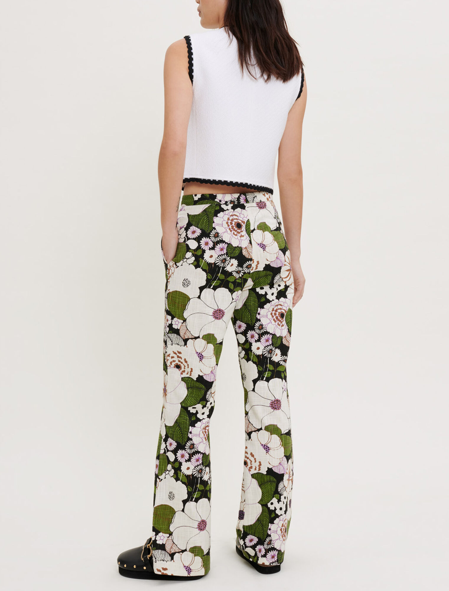 Pantalon imprimé à fleurs 70's