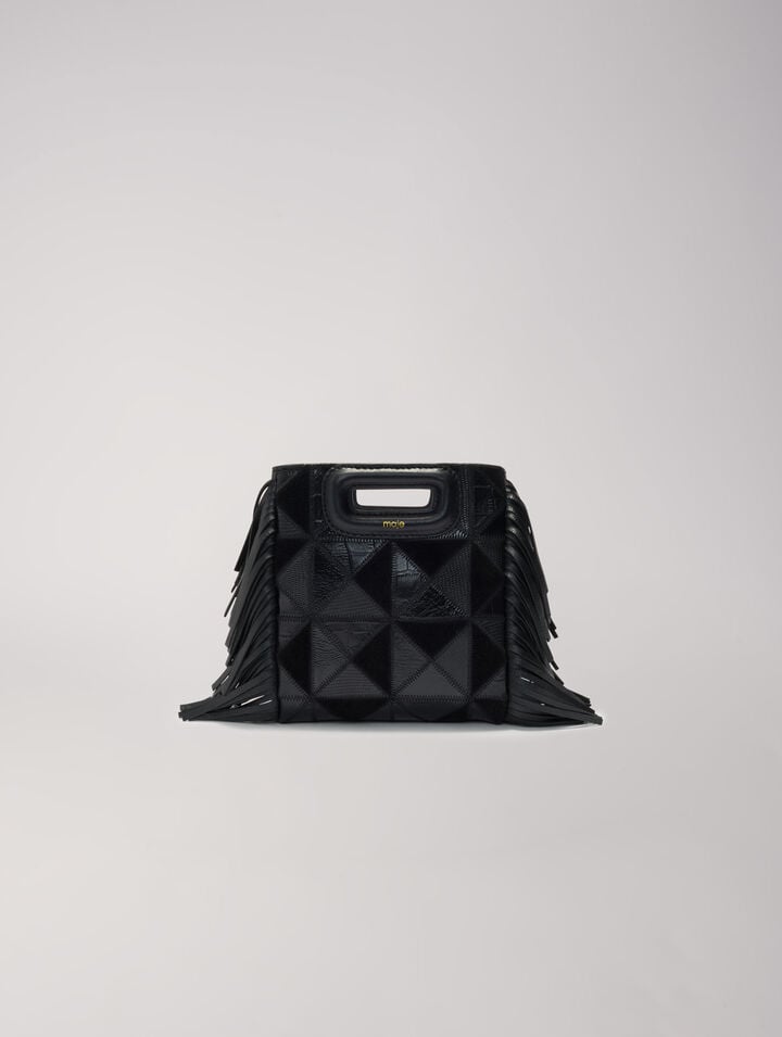 Sac M mini patché en cuir