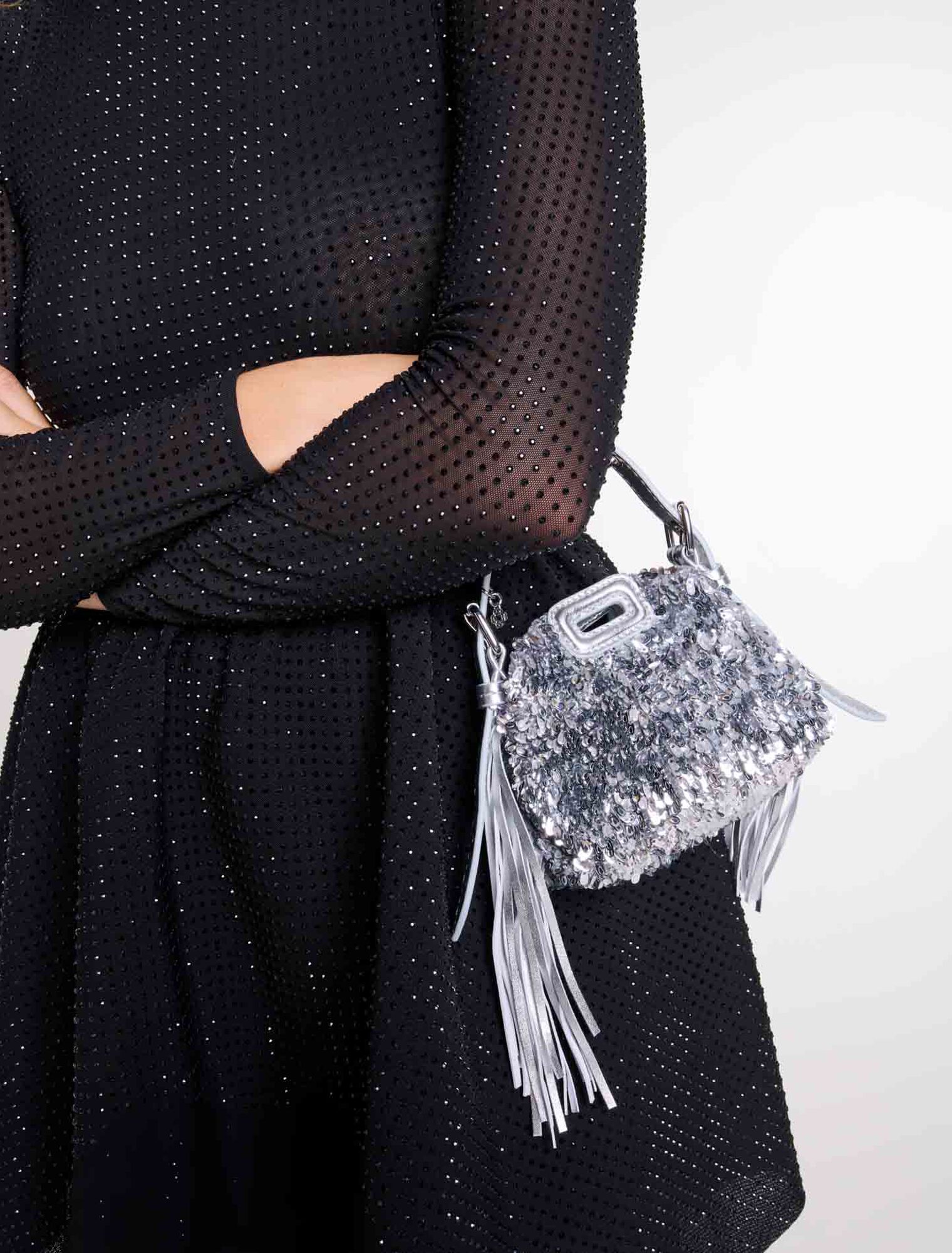 Sac Miss M Nano en sequins argentés