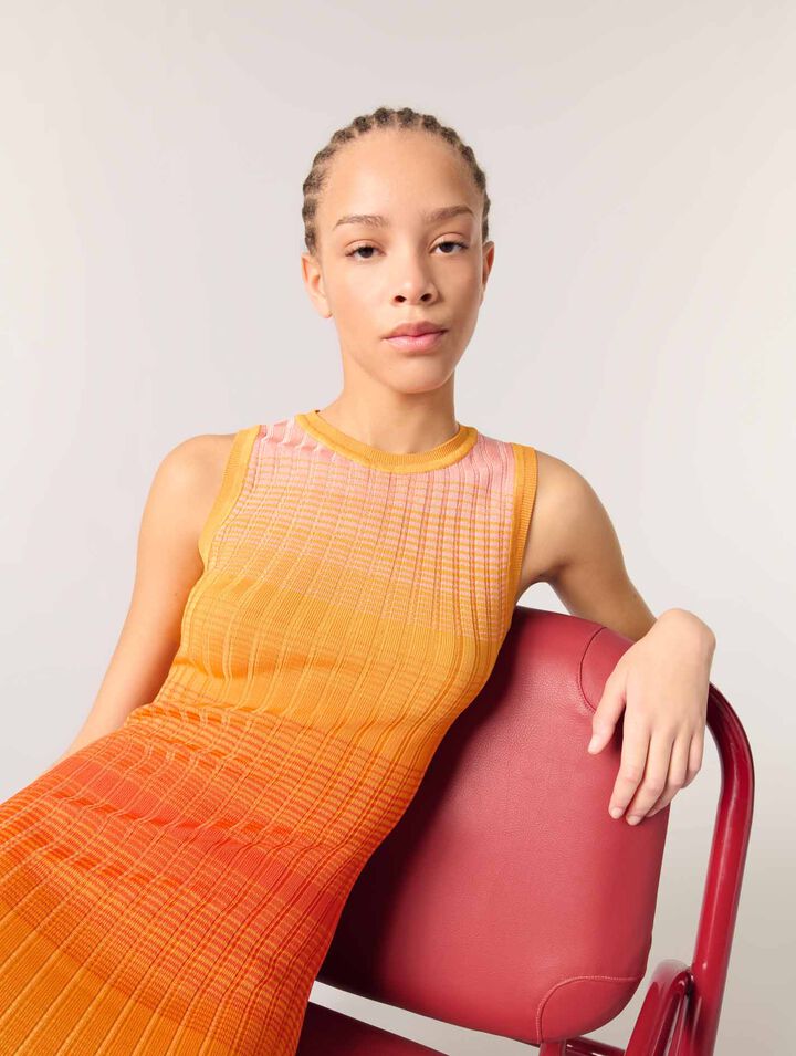 Robe longue en maille tie&dye