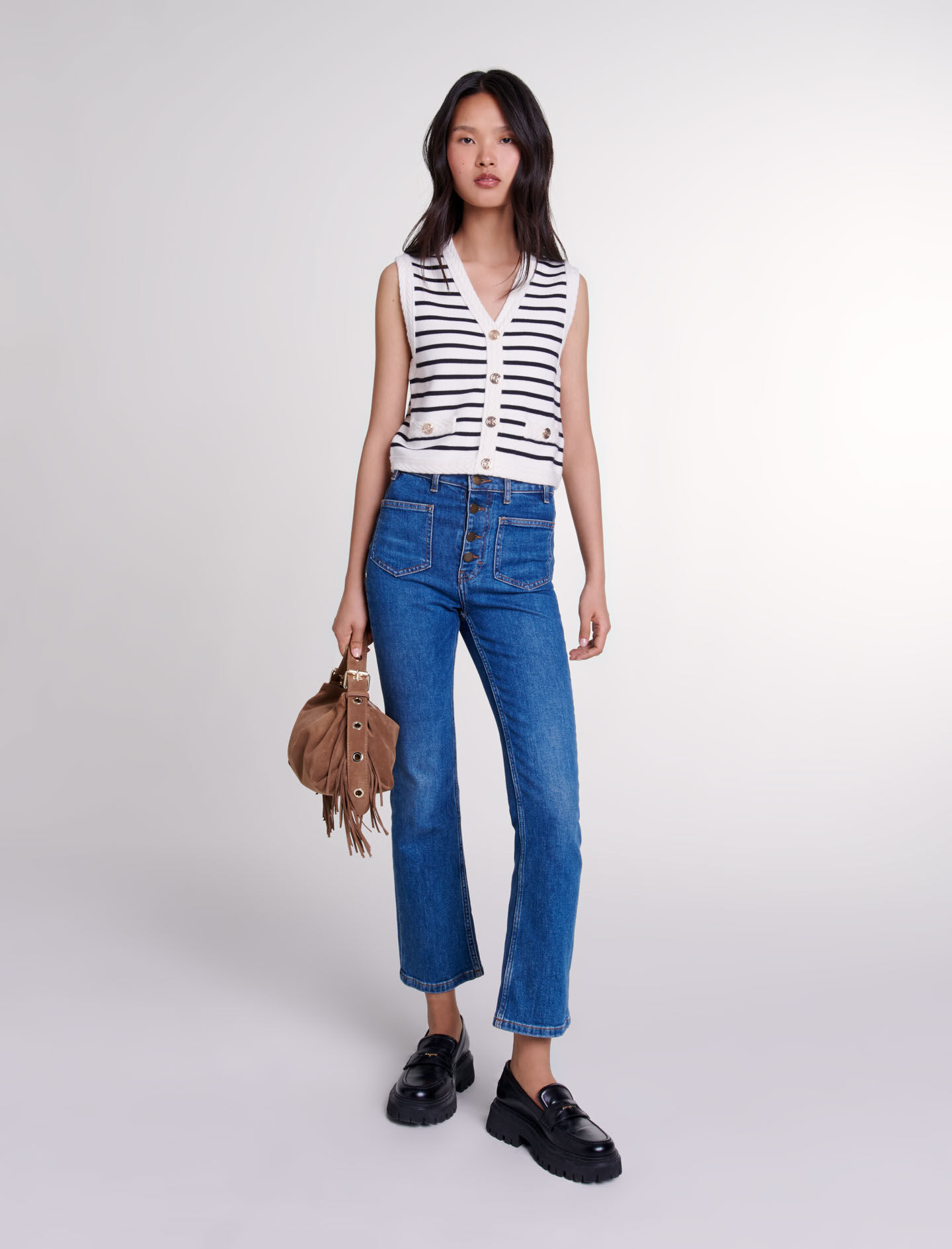 Sleeveless striped cardigan Blue For Women Maje