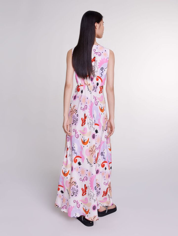 Robe longue ajourée en soie