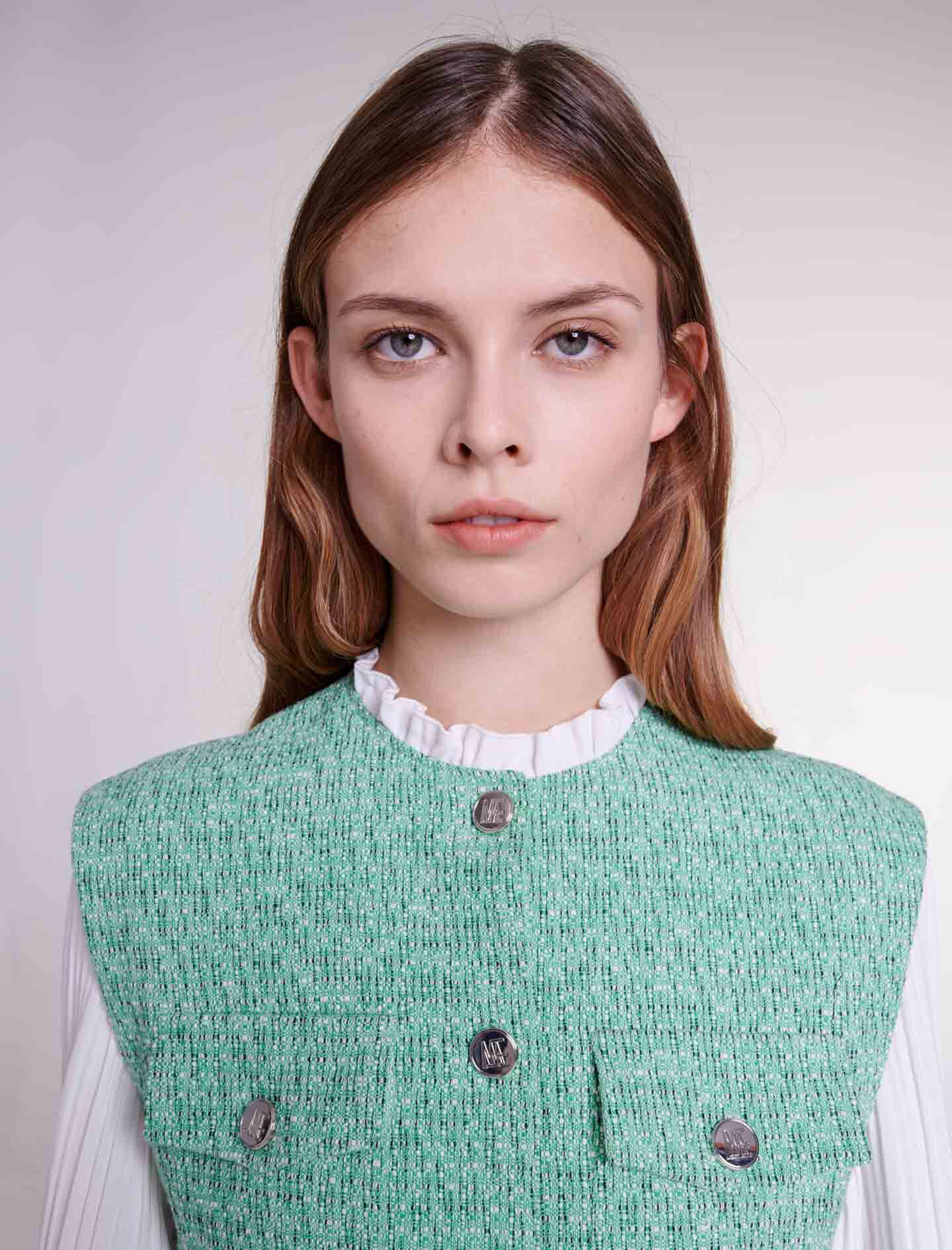 大特価!! Dual-material dress tweed ワンピース