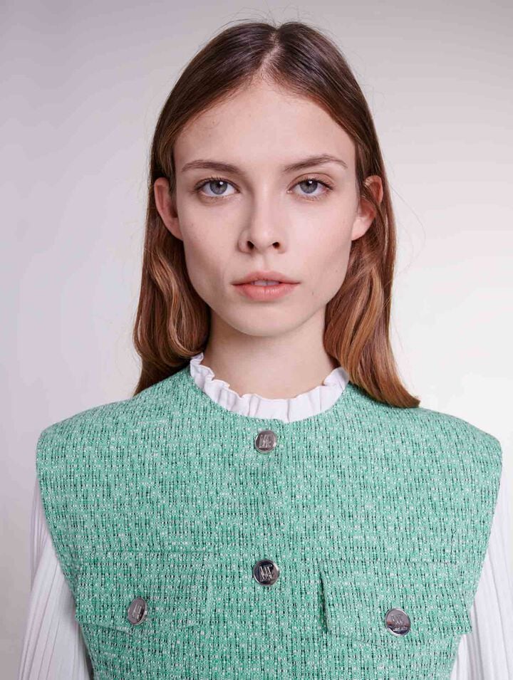 Robe bimatière en tweed