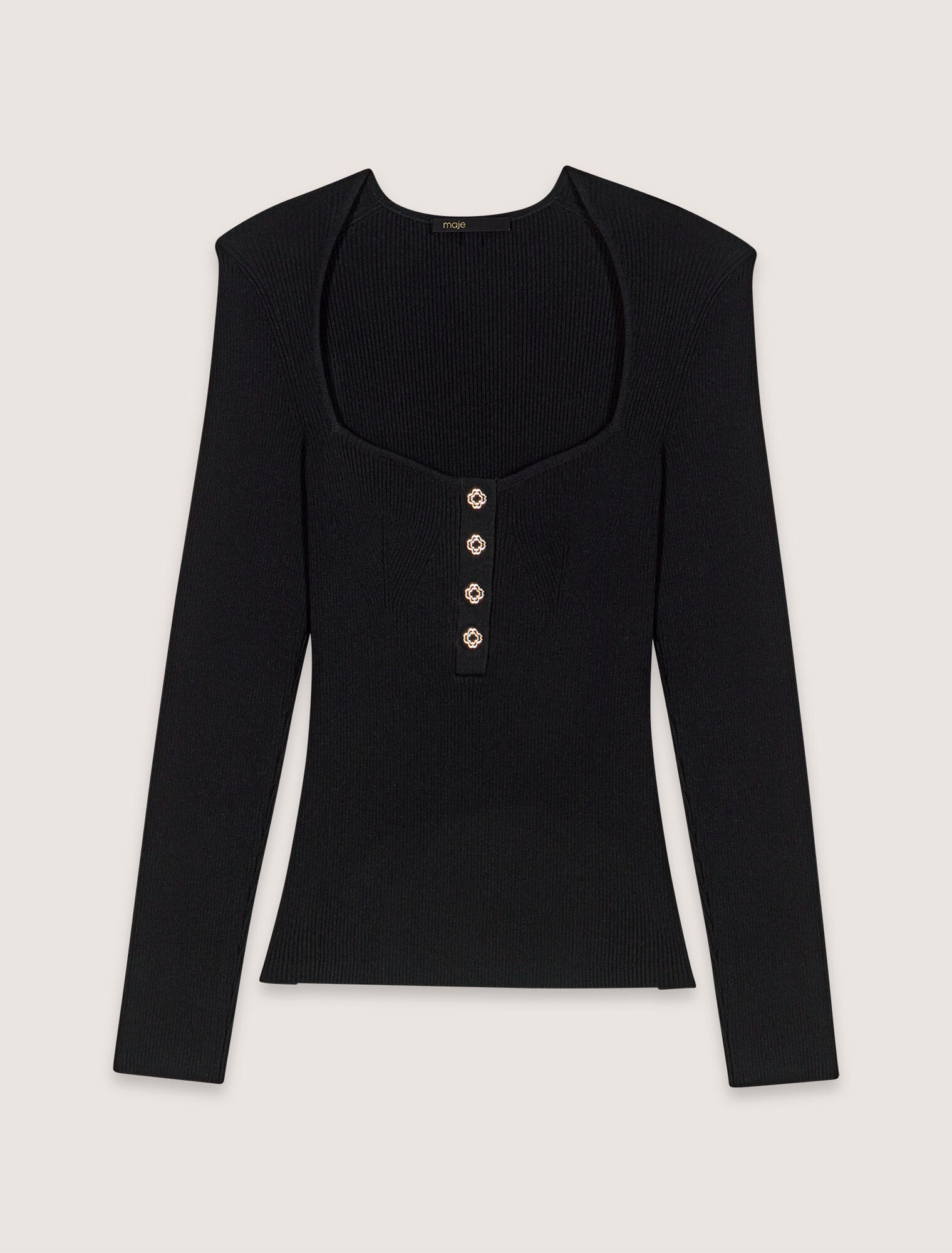 Pull décolleté en maille côtelée