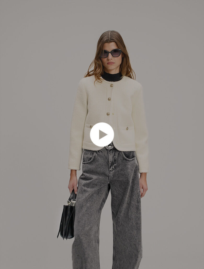 【I AM MARI】Amile Color Matching Tweed Short Jacket Short tweed jacket