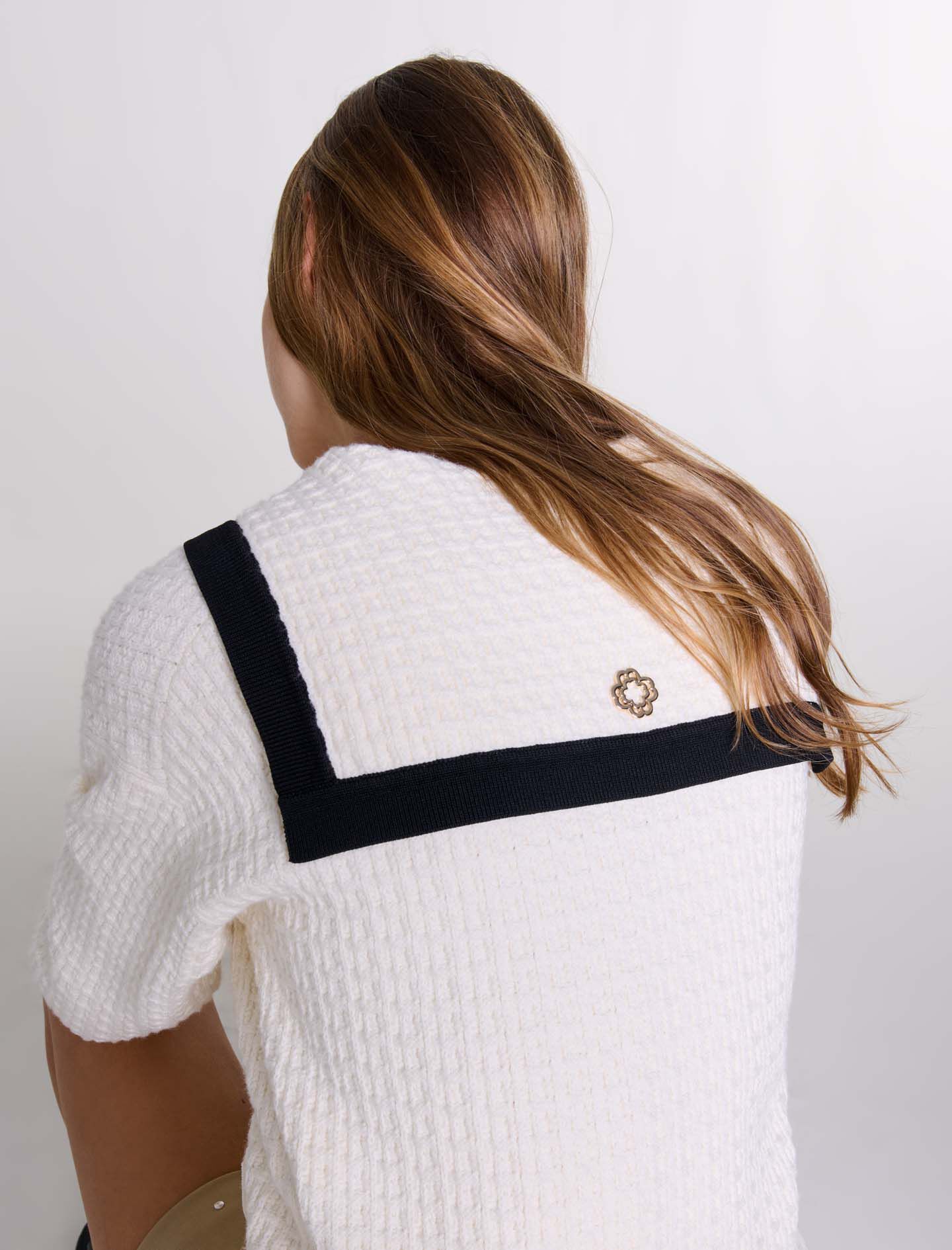 Contrast collar cardigan White For Women | Maje