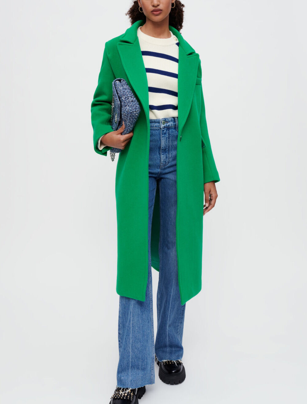 Long coat in green wool mix Green For Women Maje