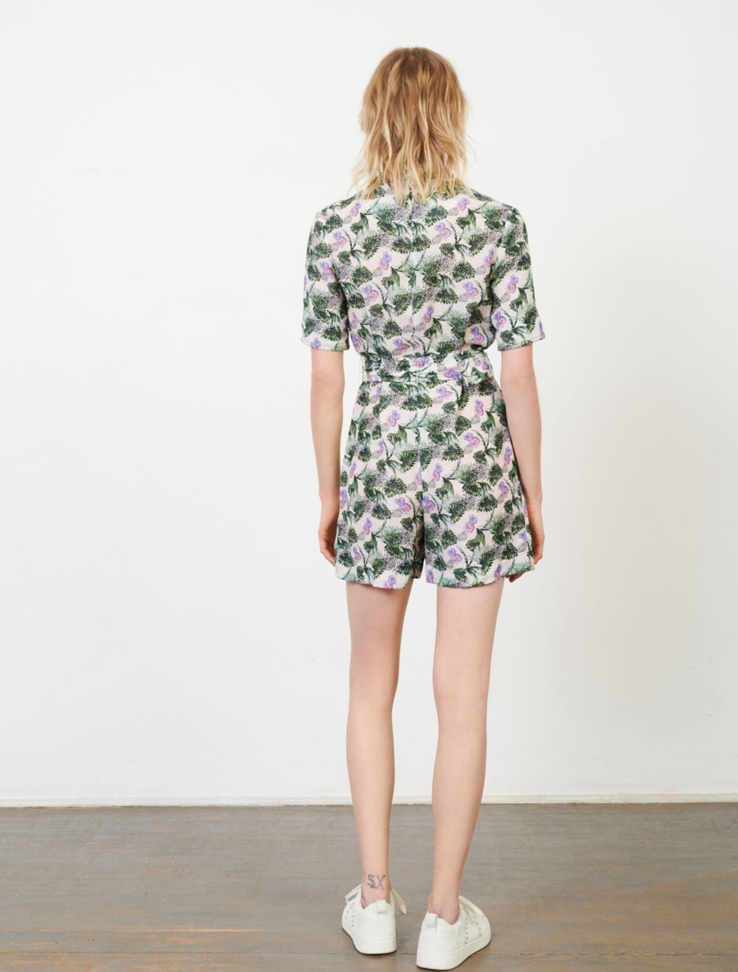 Combinaison short en viscose lin imprimé