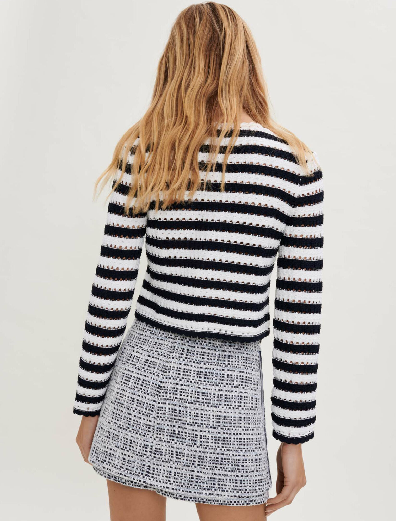 Cardigan effet crochet à rayures