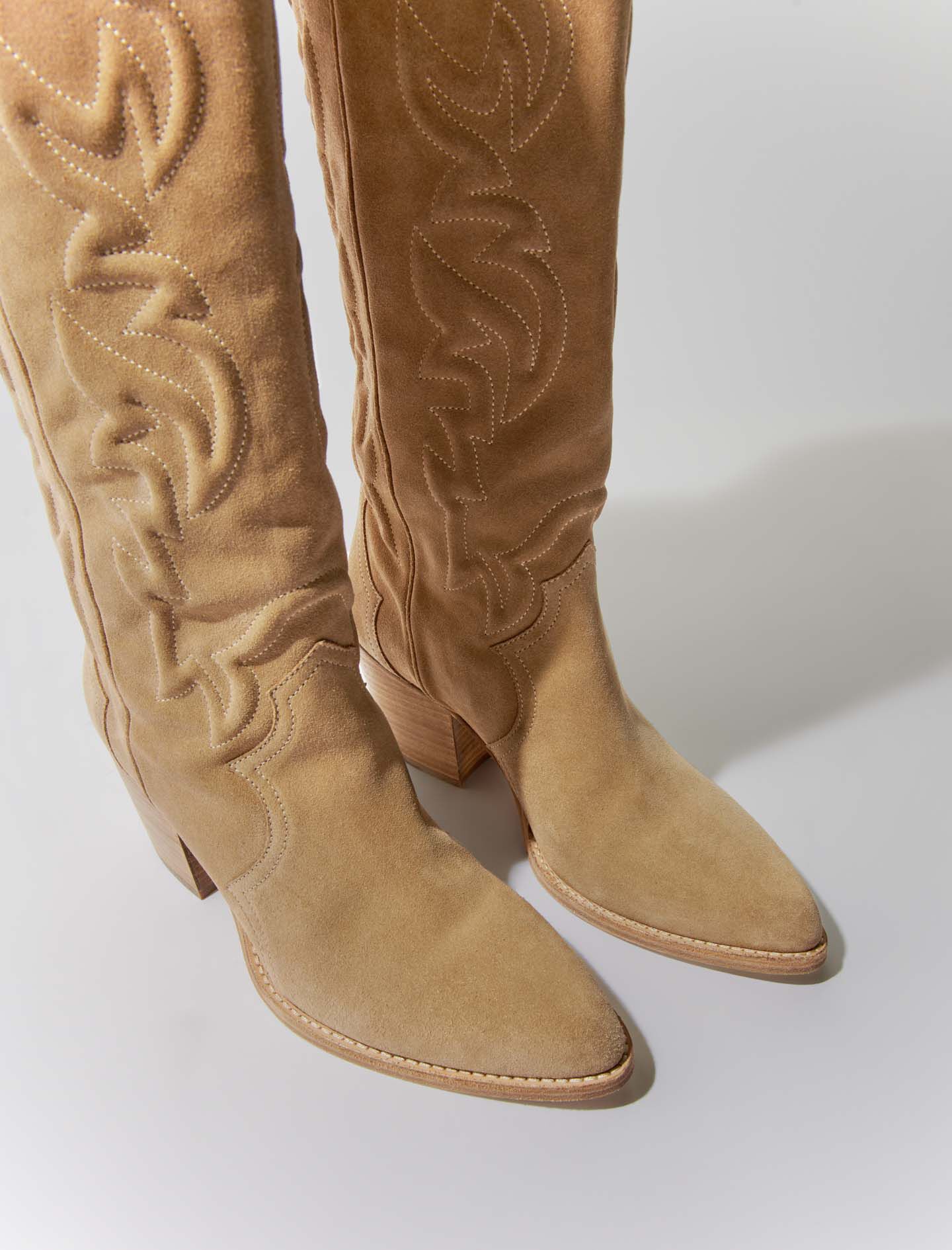 Embroidered leather cowboy boots