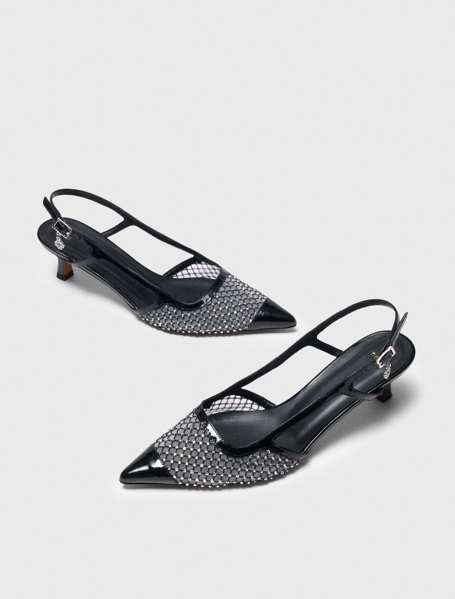 Rhinestone mesh pumps